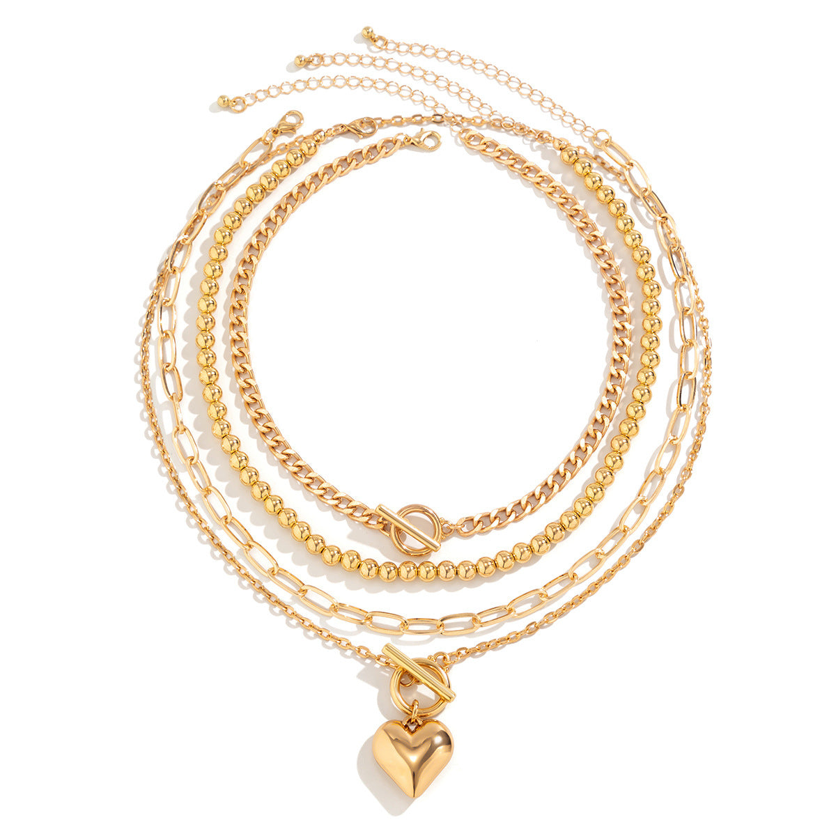 Collana da donna in lega a cuore geometrica dolce e audace con finitura placcata