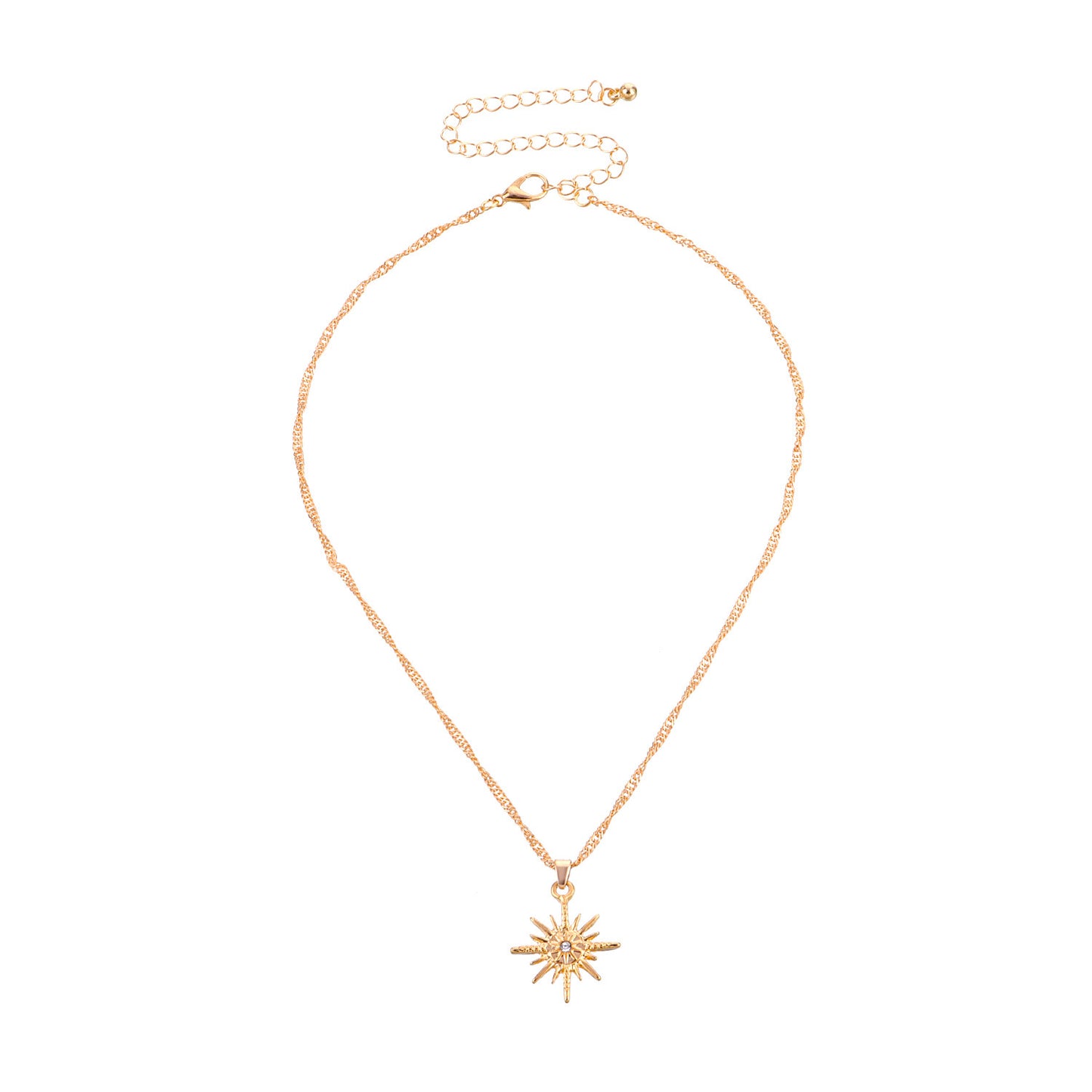 Leaf Pendant Necklace for Women Alloy Sun-Inspired Star Clavicle Chain Adjustable 21cm to 50cm