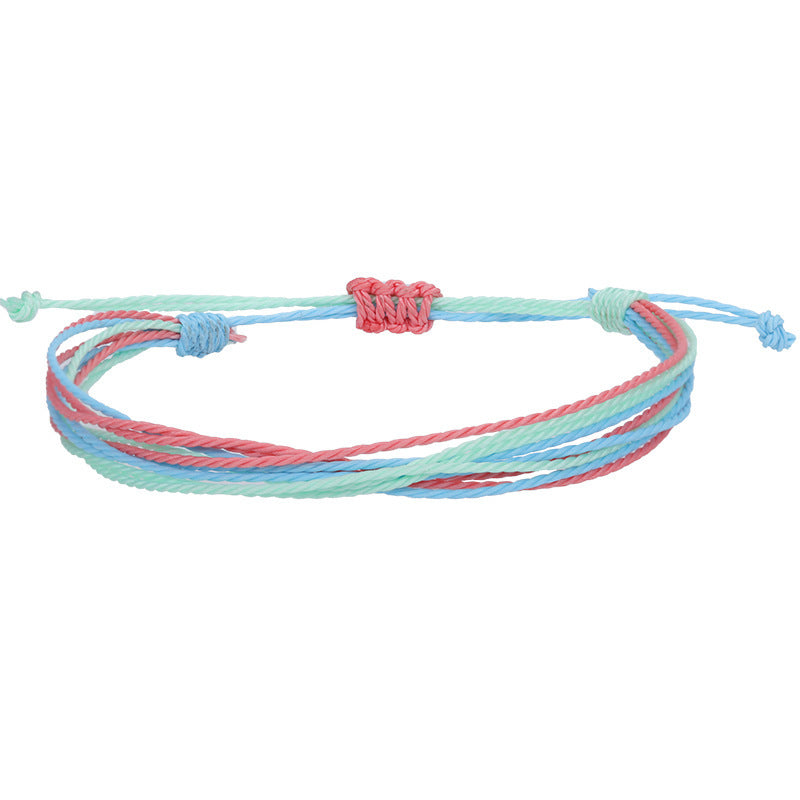 Bohemian Sweet Handmade Braided Wax Cord Bracelet U Shape Unisex Lucky Charm