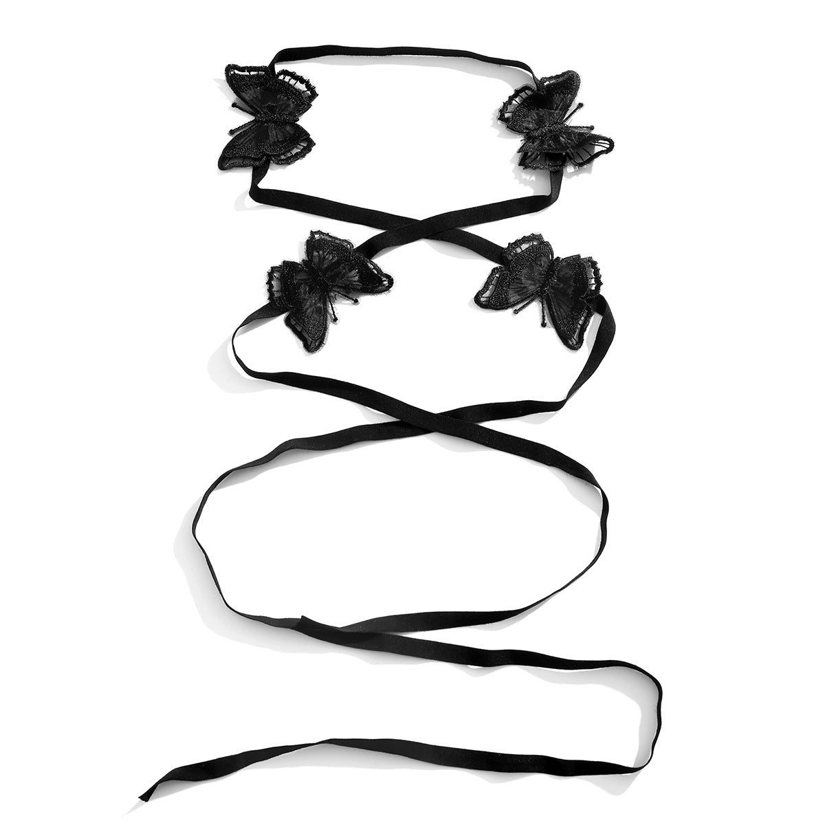 Sweet and Edgy Floral-Themed Elastic Ankle Bracelet for Women with Black Fabric Band