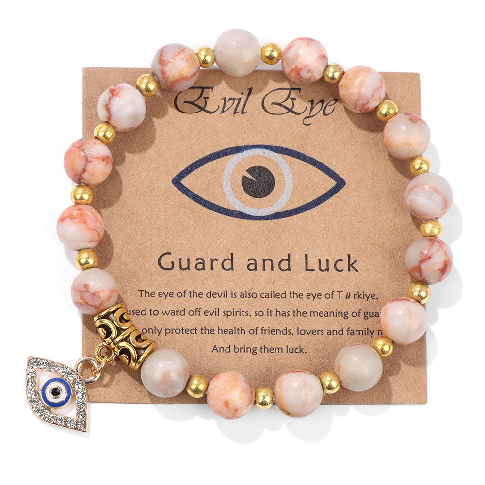 Minimalist Geometric Evil Eye Rhinestone Beaded Bracelet Unisex Yoga Energy Jewelry