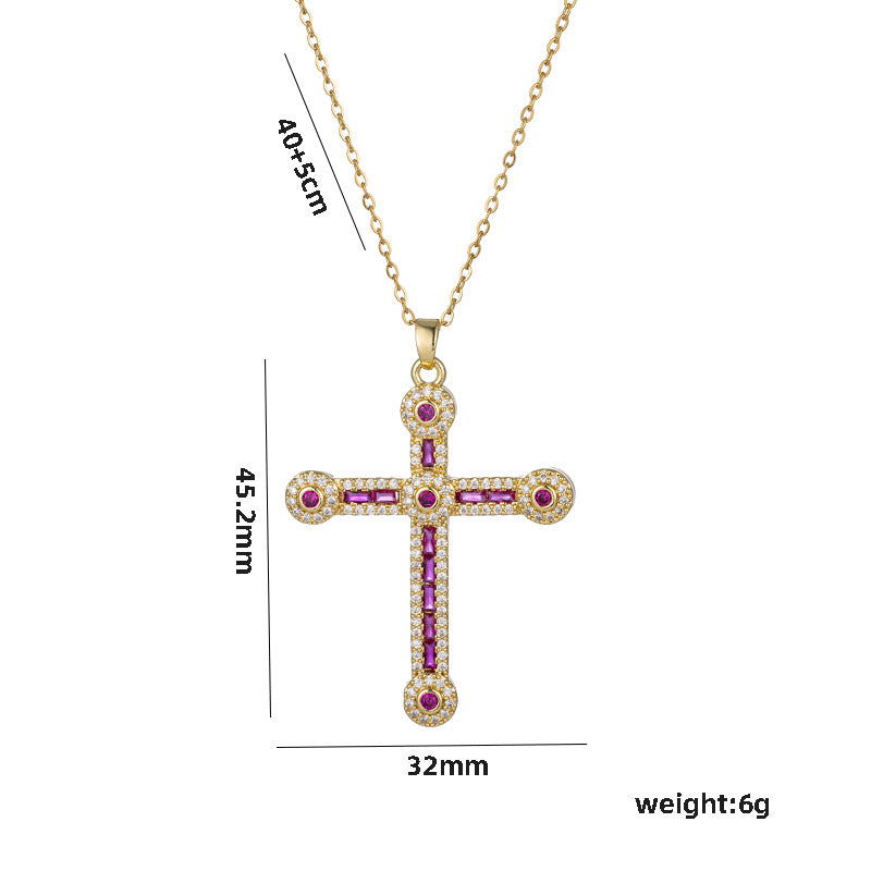 Minimalist Cross Pendant Necklace in Titanium Steel with Plated Finish for Women
