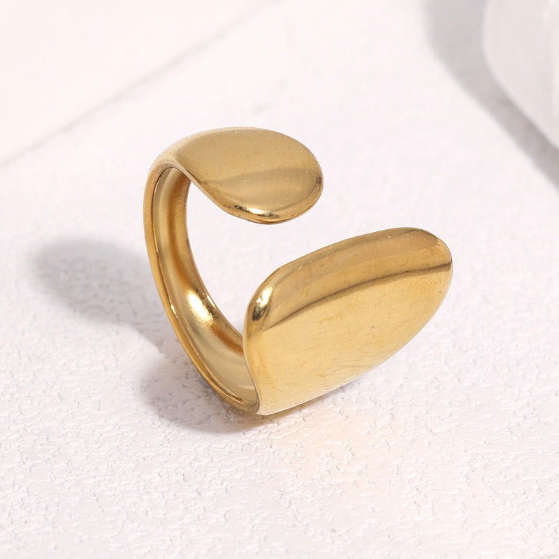 Minimalist Geometric Gold Plated Stainless Steel Open Ring for Women