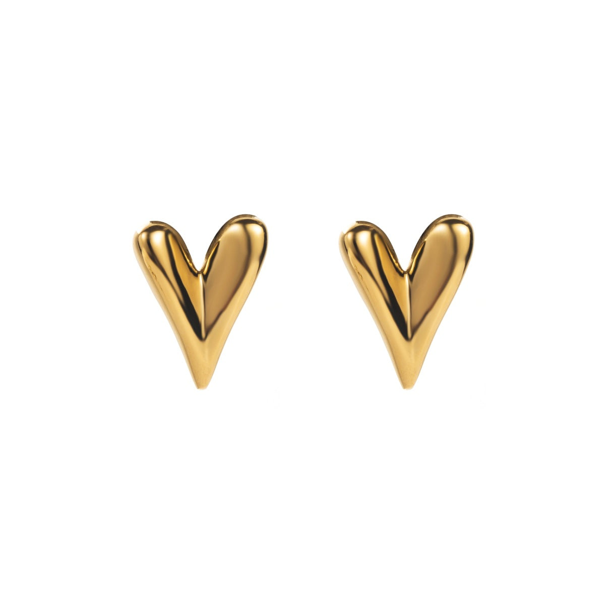 Pendientes de acero inoxidable con forma de corazón, dulces y atrevidos, con baño de oro de 18 quilates para mujer