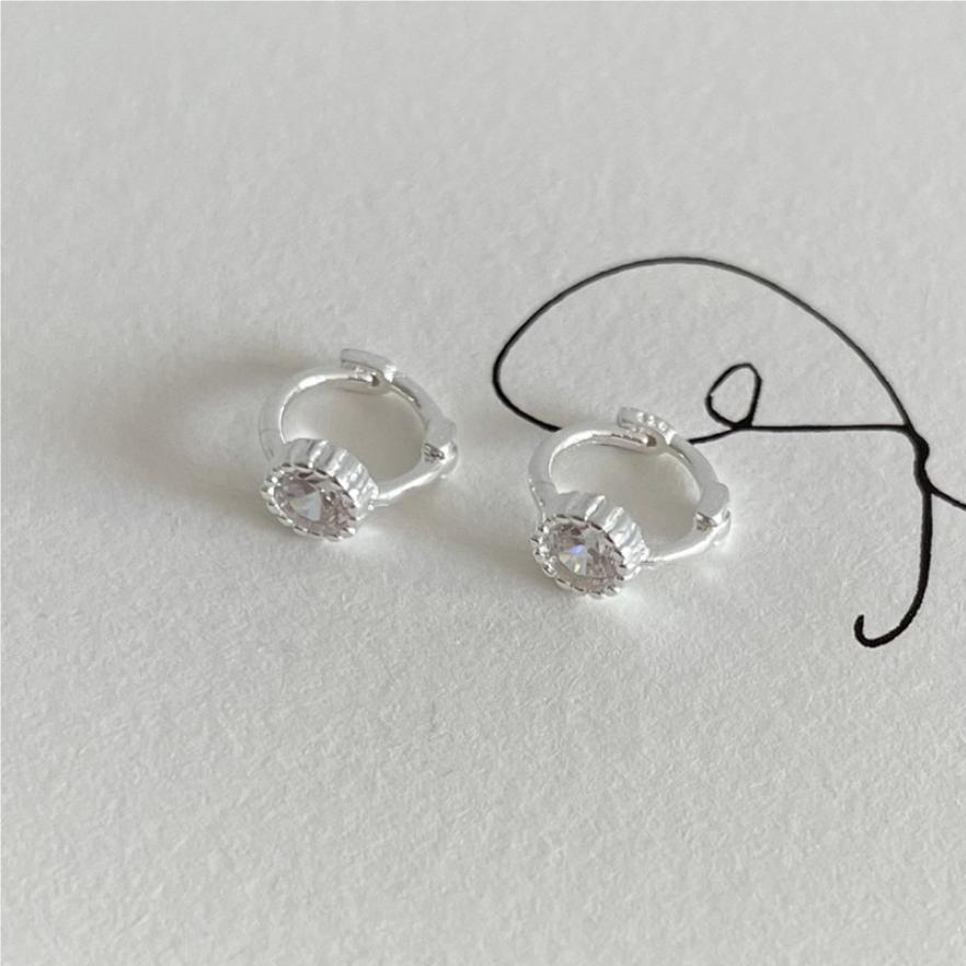 Minimalist Sweet 925 Sterling Silver Geometric Letter Cubic Zirconia Stud Earrings Gold Plated