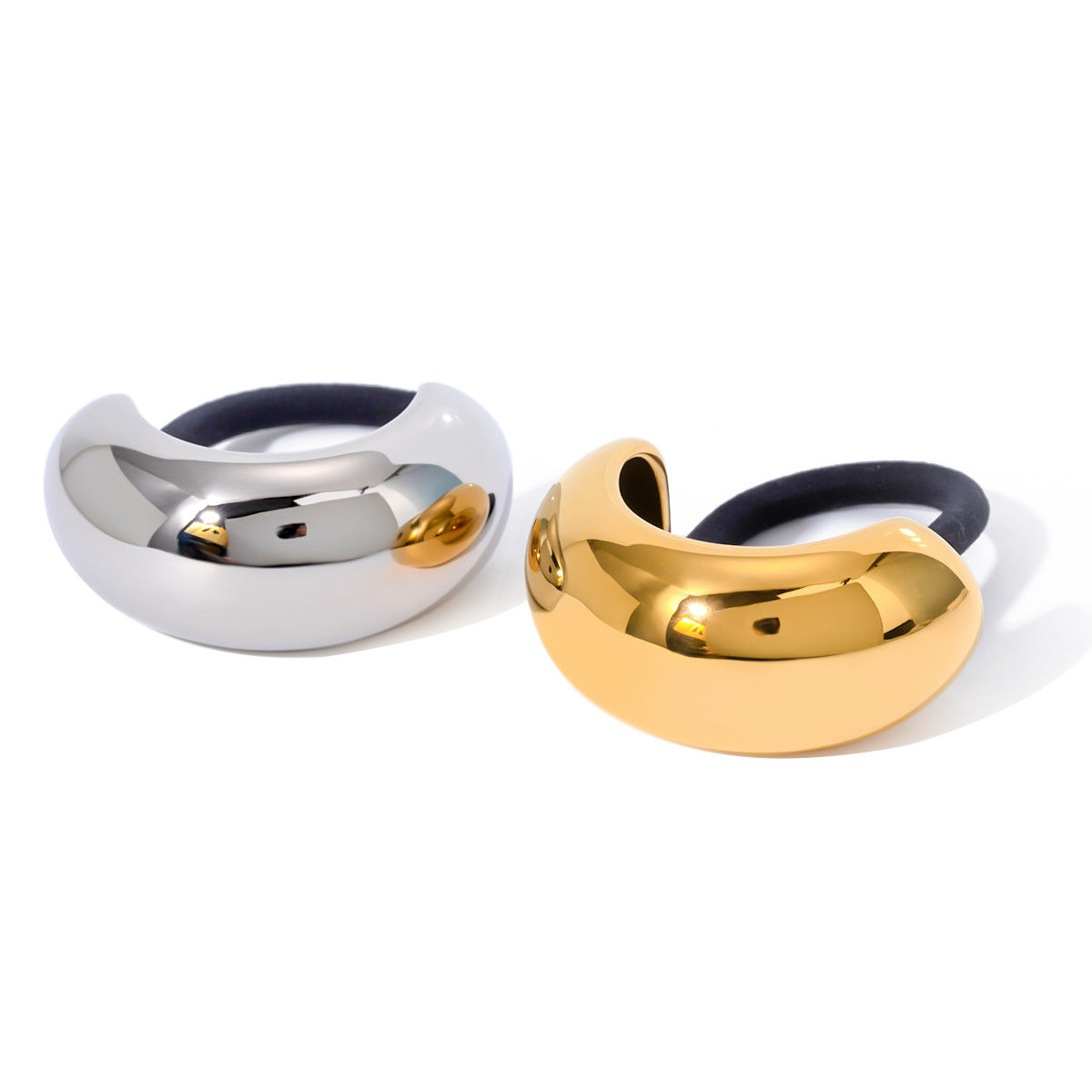 Minimalist Half-Circle Stainless Steel Hair Tie with Plated Finish for Women