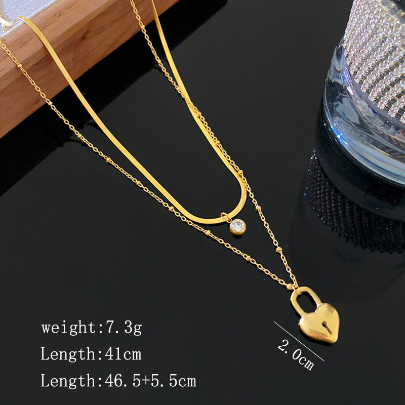 Minimalist Heart Geometric Titanium Steel Plated Pendant Necklace for Unisex
