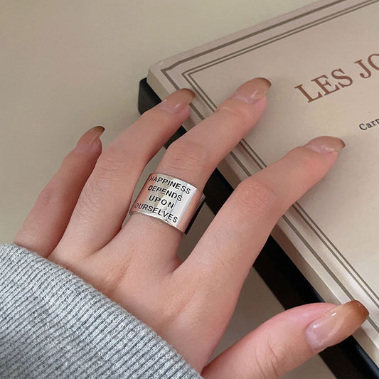 Vintage 925 Sterling Silver Heart Letter Ring for Women