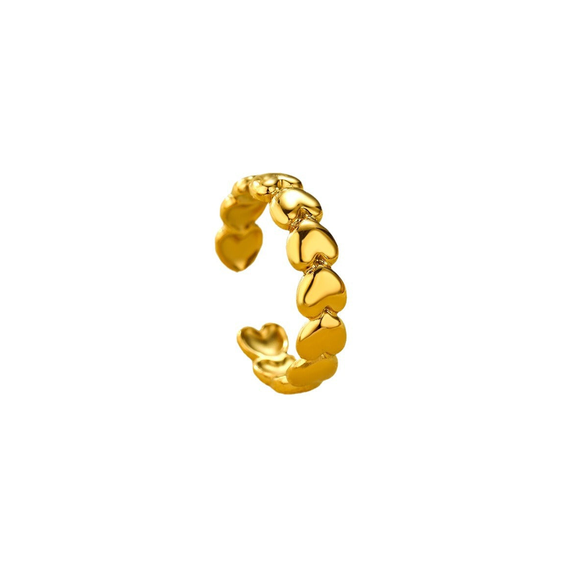 Anillo de acero inoxidable con forma de corazón, ajustable y a la moda para mujer con acabado chapado