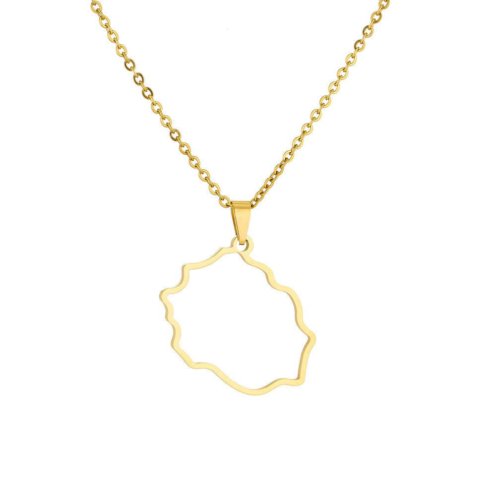Collana con Pendente Vintage Etnico Geometrico in Acciaio al Titanio con Finitura Placcata Unisex, Stile O-Chain