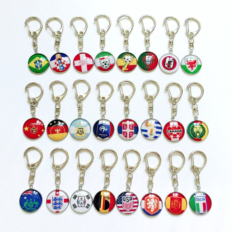 Sporty Round Stainless Steel Keychain National Football Team Souvenir Gift