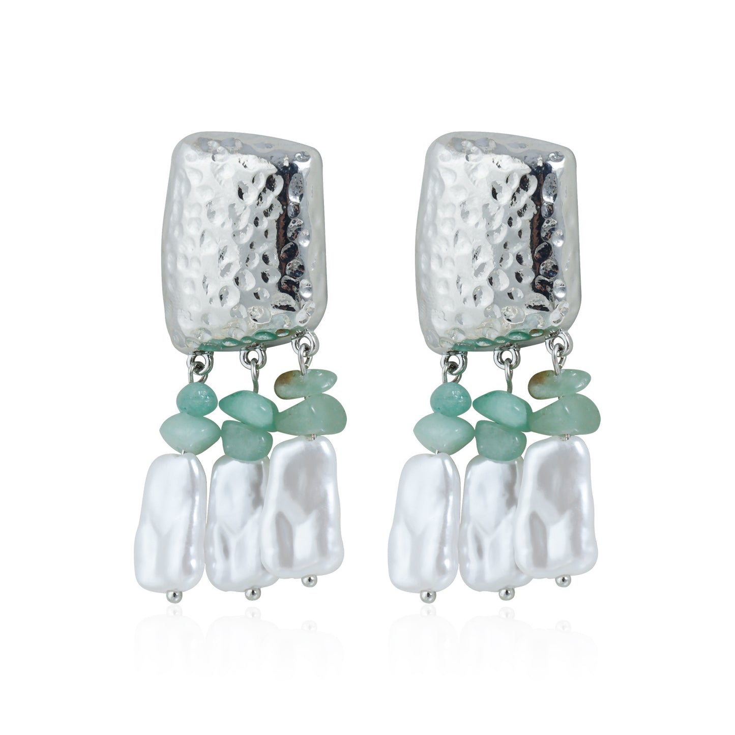 Vintage Geometric Turquoise Inlay Plated Zinc Alloy Stud Earrings for Women