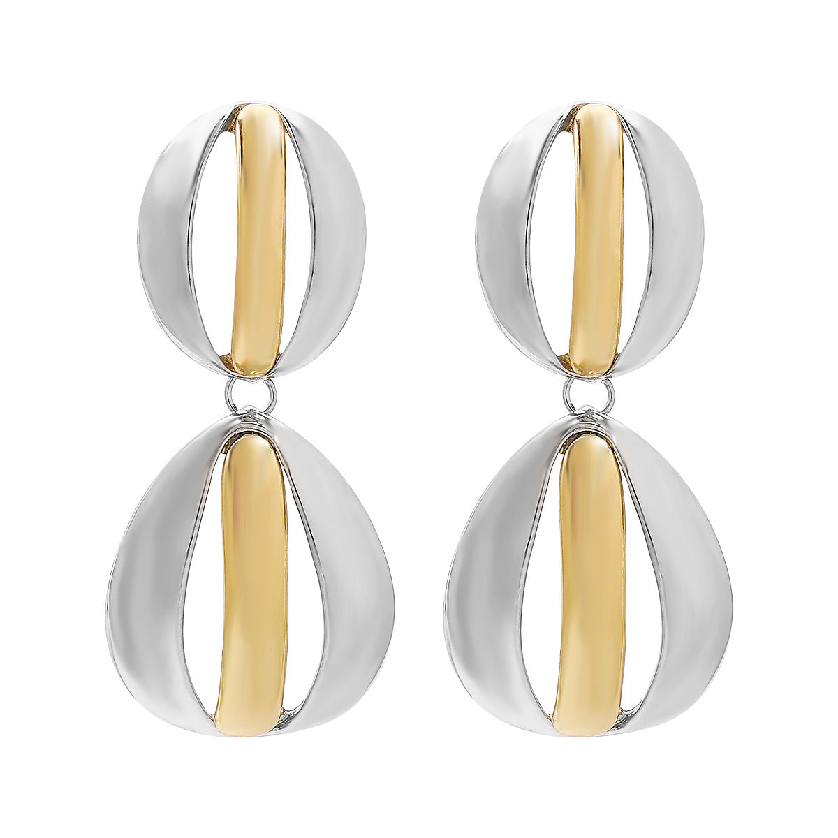 Pendientes Geométricos de Aleación para Mujer con Acabado Chapado, Estilo Minimalista Moderno