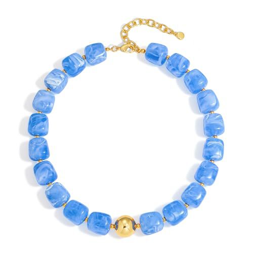 Casual Square Resin Polished Pendant Necklace for Women