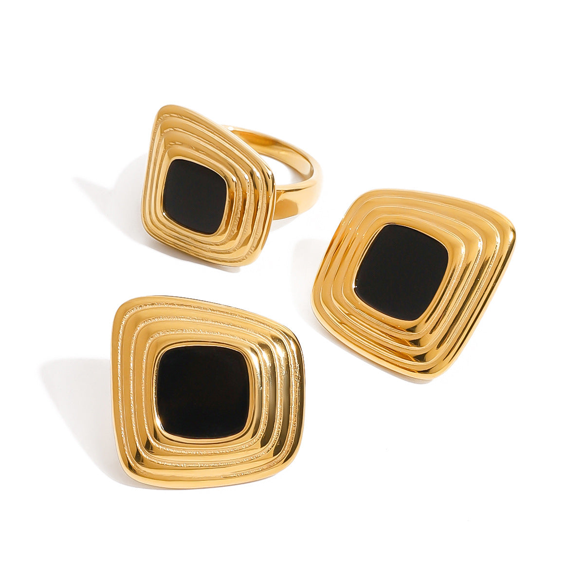 Minimalist Geometric Square Stainless Steel Plated Earrings for Women
