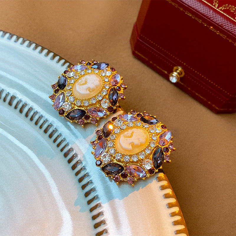 Vintage Floral Earrings with Gold Plated Copper Base and Cubic Zirconia Accents on 925 Sterling Silver Posts