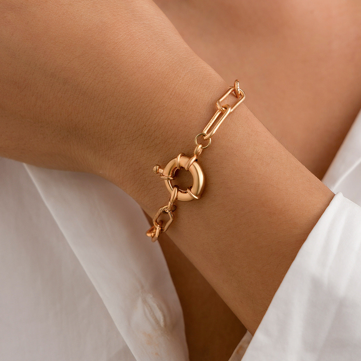Punk Geometric Alloy Plated Bracelet for Women