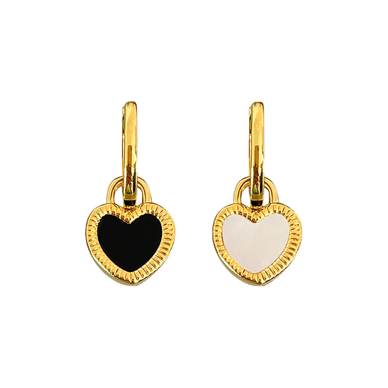 Orecchini da donna minimalisti a forma di cuore in ottone e acciaio inossidabile galvanizzato, con design a doppia indossabilità