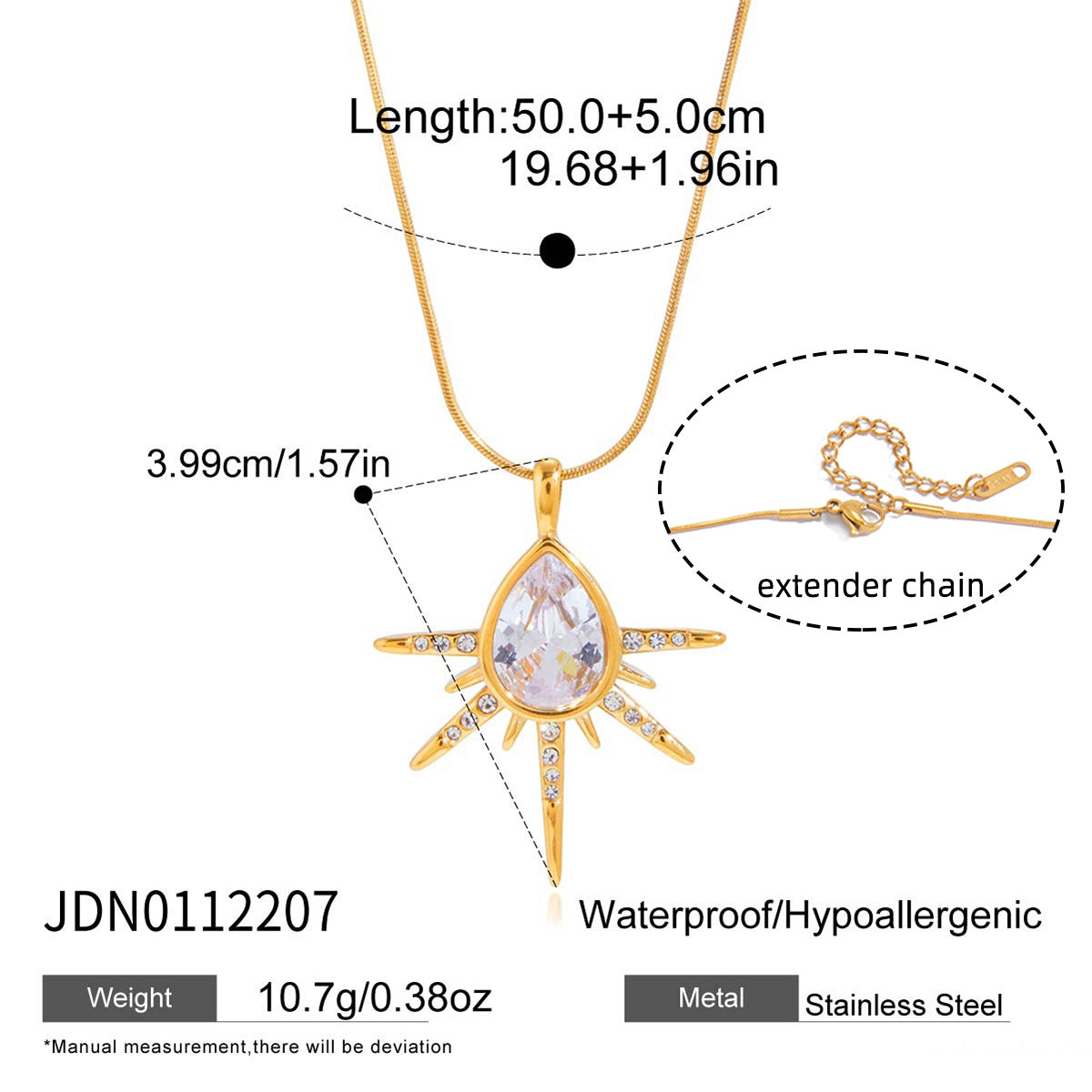 Minimalist Two-Tone Star Stainless Steel PVD Gold Plated Necklace for Women