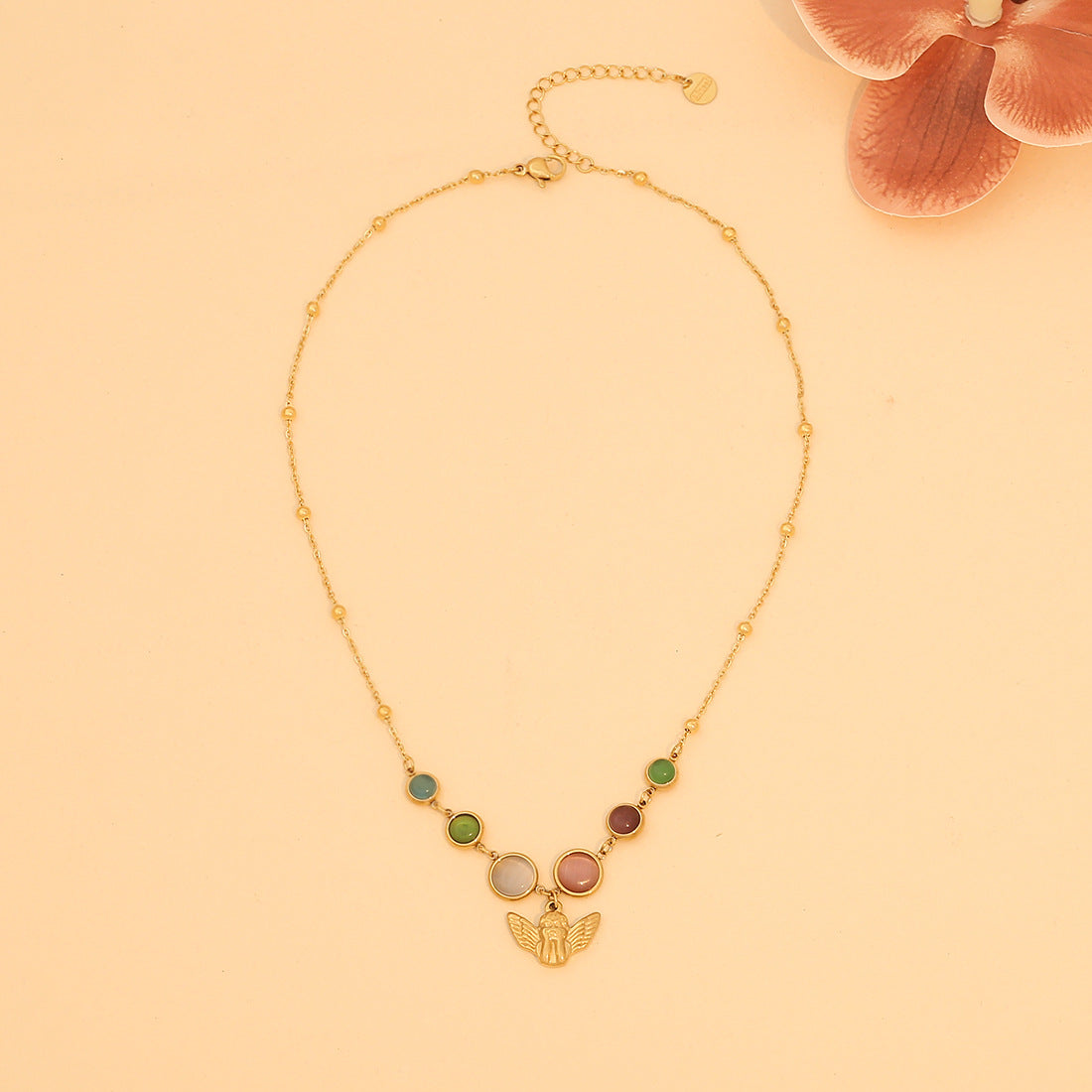 Collana Vintage da Donna in Acciaio Inossidabile a Forma di Fiocco con Finitura Placcata