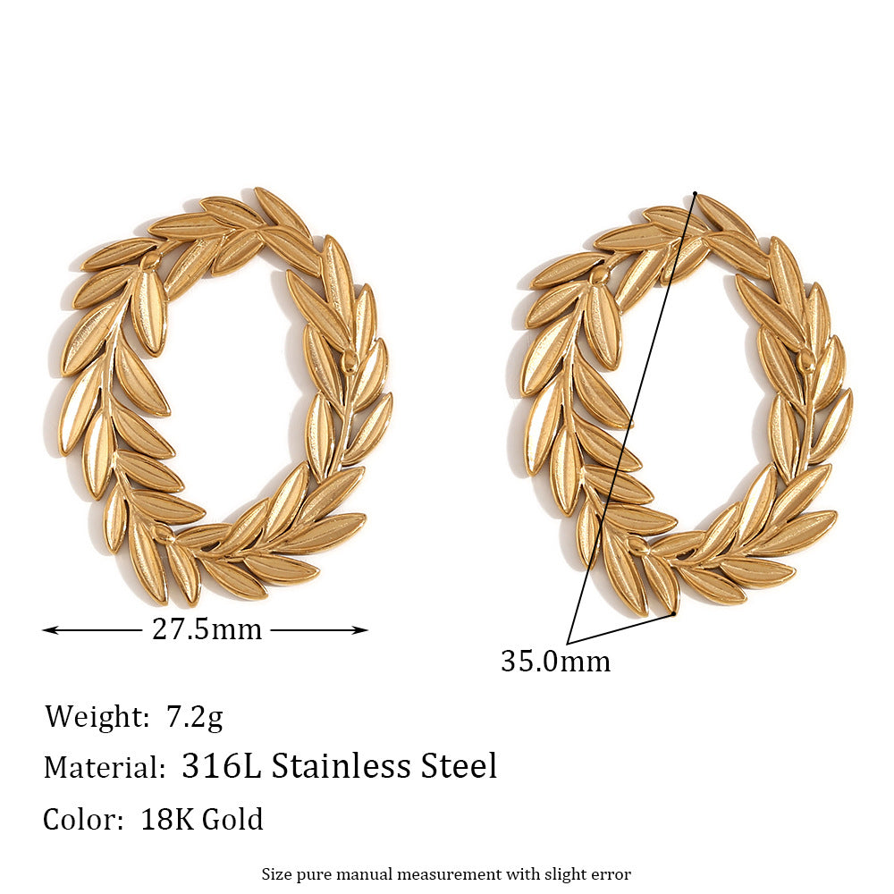 Orecchini in acciaio inossidabile geometrici d'ispirazione vintage con placcatura in oro 18 carati da donna