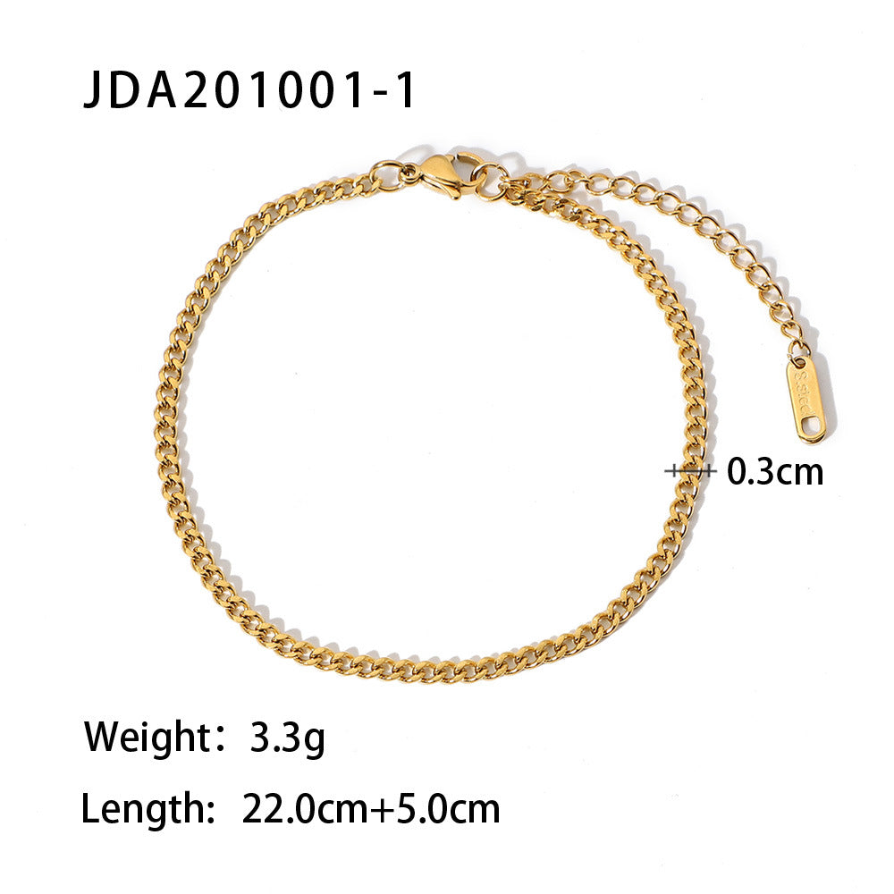 Minimalist Geometric Cuban Ankle Bracelet for Women Stainless Steel 316L Adjustable Ankle Chain with Extension