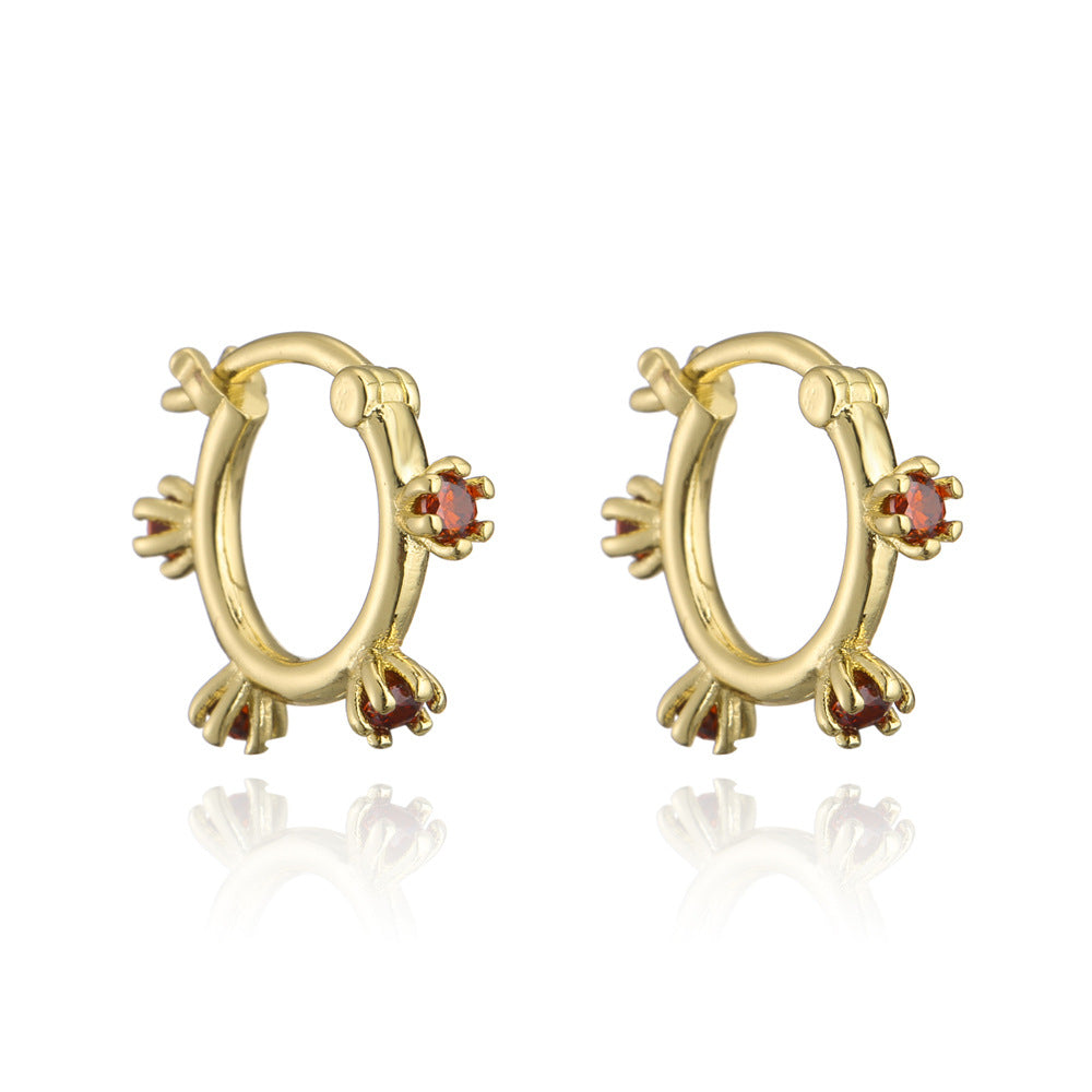 Orecchini Geometrici Minimalisti da Donna in Rame con Placcatura in Oro 18K e Zirconi AAA