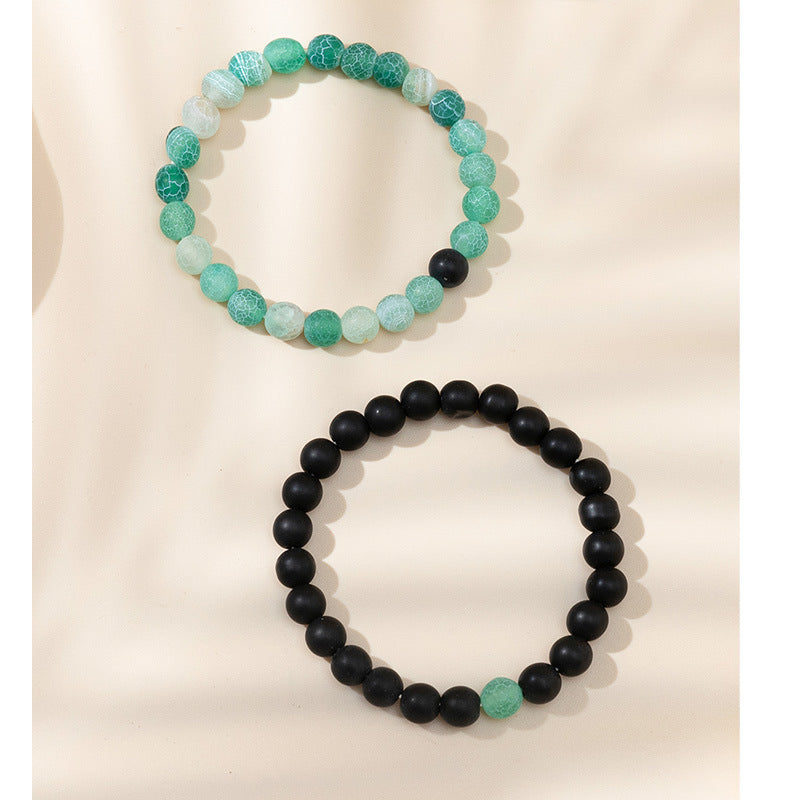 Minimalist Heart Agate Plated Bracelet Set for Unisex