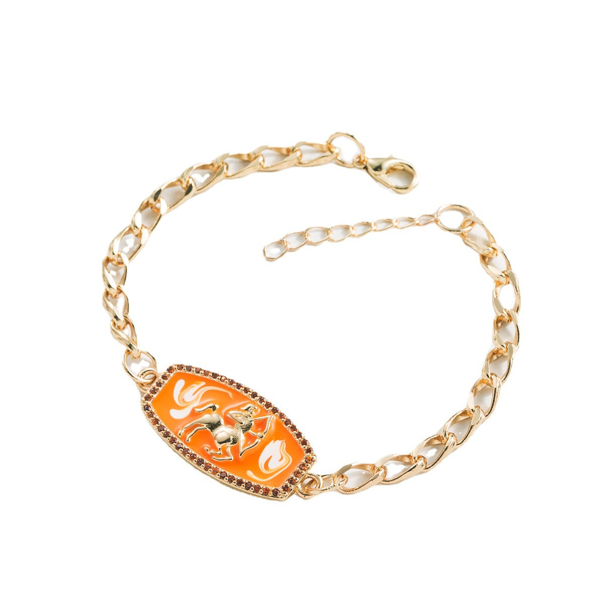 Bracciale Minimalista Zodiacale Geometrico in Rame con Placcatura in Oro 18K e Finitura Smaltata da Donna