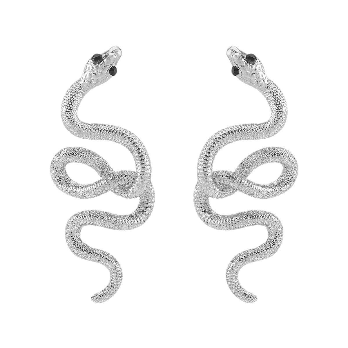 Pendientes de Aleación con Forma de Serpiente Artística Vintage con Acabado Bañado para Mujer
