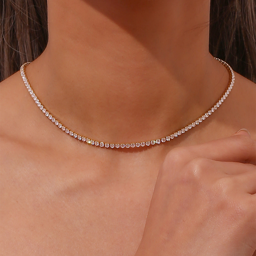 Minimalist Geometric Pendant Necklace for Women in Copper with 18K Gold Plating and Micro-Pave Zirconia