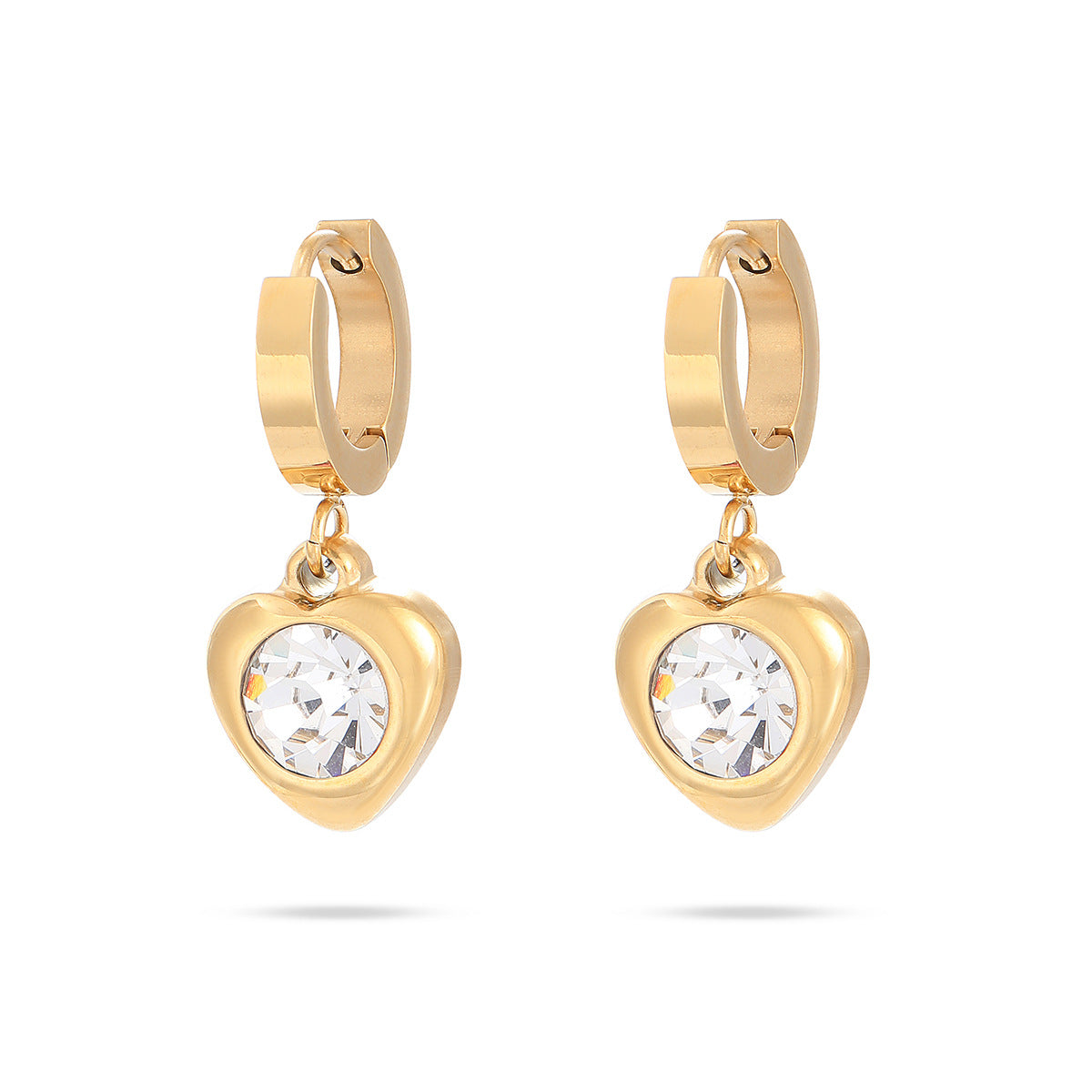Fashion Geometric Heart 18K Gold Plated Stainless Steel Earrings for Women