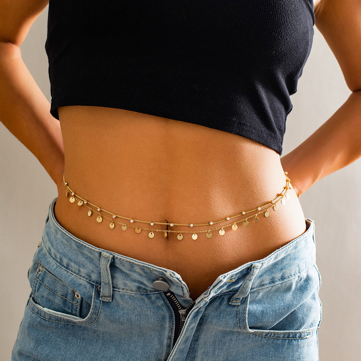 Catenina Minimalista Metallica con Paillettes a Strati per Donna con Simbolo dell'Infinito e Nappe