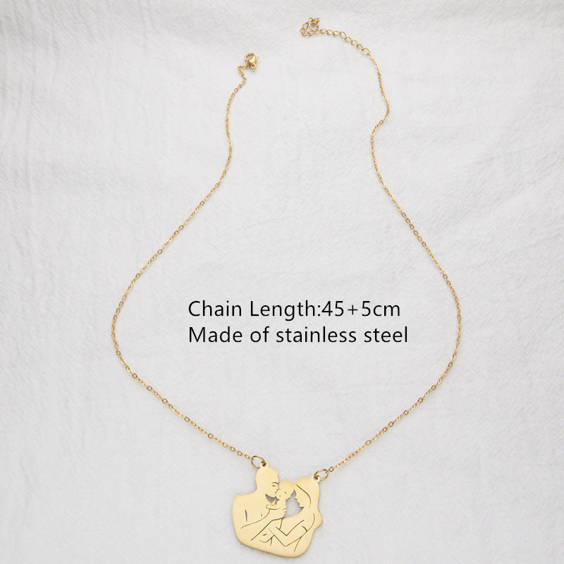 Natural Minimalist Geometric Pendant Necklace in Stainless Steel with Gold and Silver Plating for Unisex