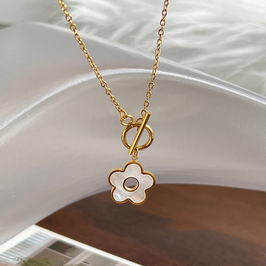 Collana con Pendente Faccina Sorridente Minimalista da Donna in Acciaio al Titanio Placcato con Dettagli in Strass