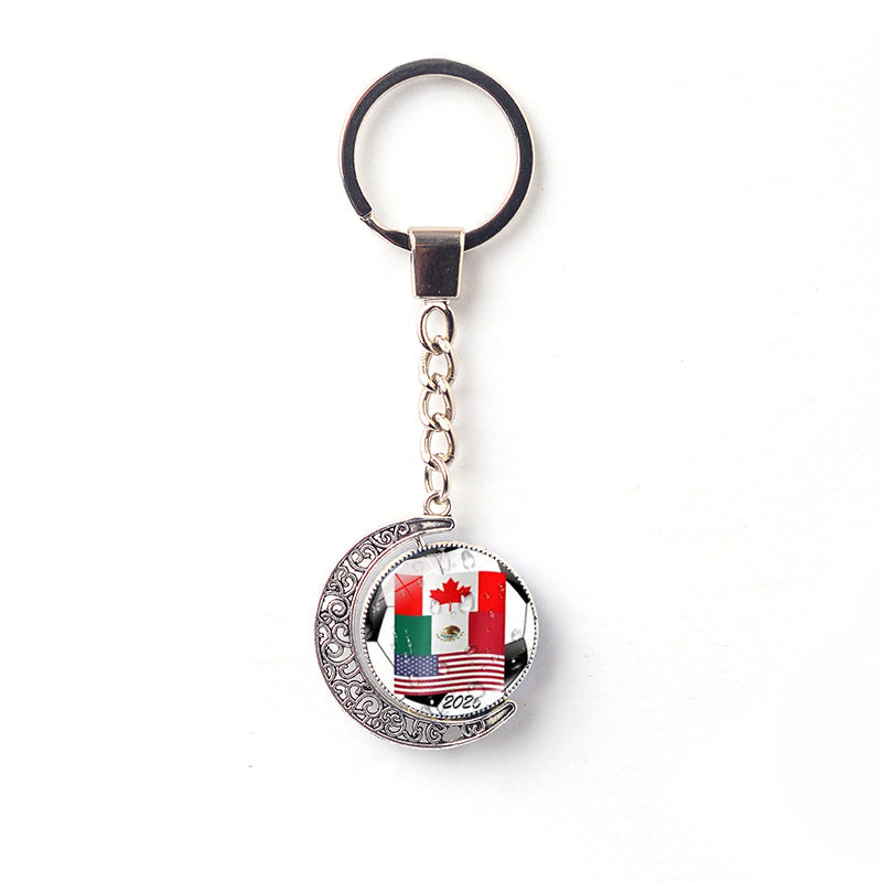 Rotating Moon Alloy Keychain Charm