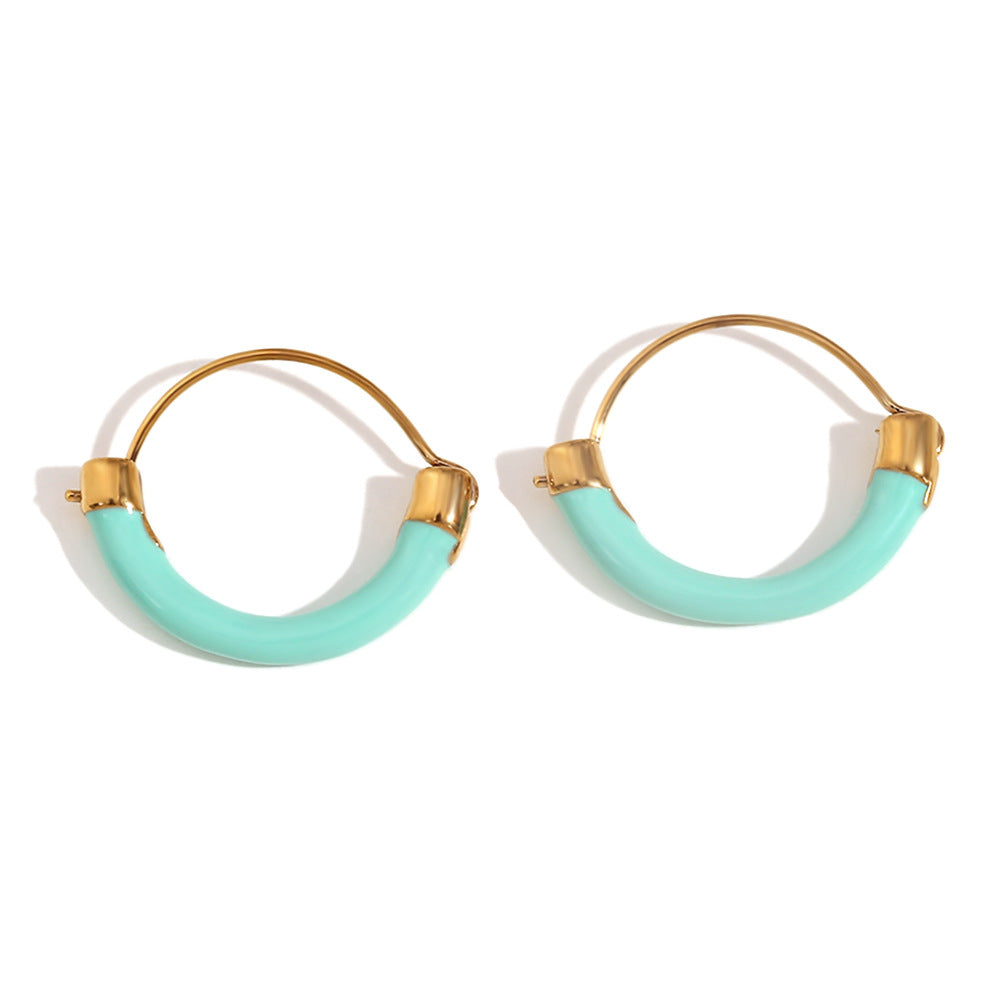 Geometric Fashion Ear Cuffs for Women Stainless Steel with 18K Gold Plating Enamel Finish