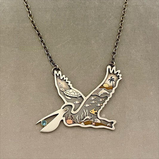 Collar Colgante Vintage de Pájaro para Mujer y Hombre de Acero Inoxidable con Dije de Acero de Titanio y Acabado Galvanizado en Cadena Tipo O