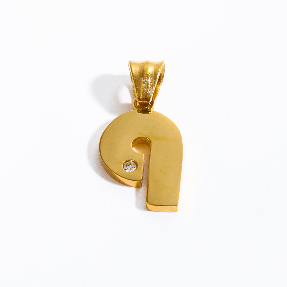 Minimalist Luxury Stainless Steel Plated Letter Pendant with Cubic Zirconia Charm Bar