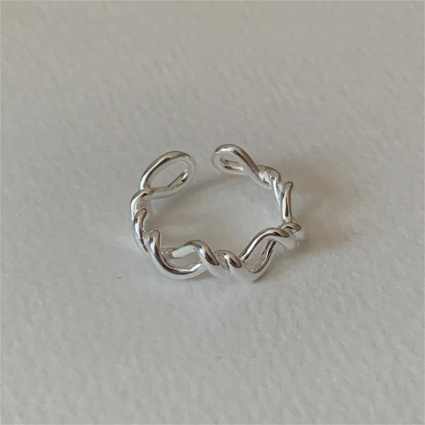 Minimalist Sweet 925 Sterling Silver Twisted Rope Round Ring for Women
