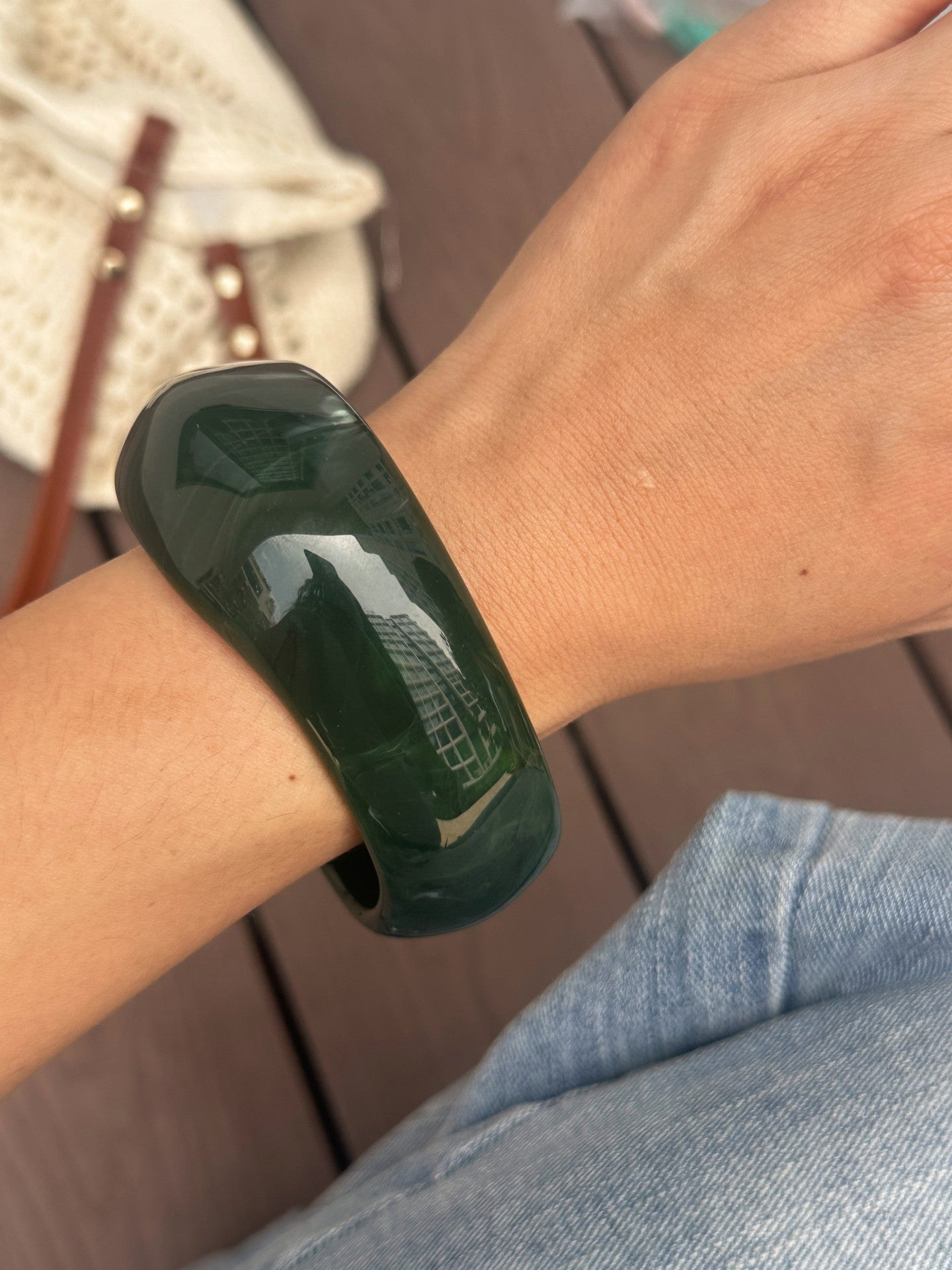 Streetwear Vintage Round Resin Drip Oil Open Cuff Bracelet Geometric Design