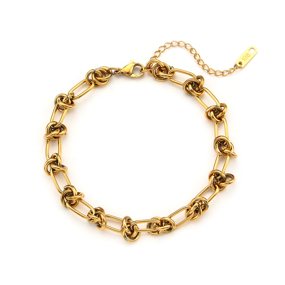 Collana girocollo minimalista geometrica placcata in acciaio inossidabile da donna con ciondolo in acciaio al titanio