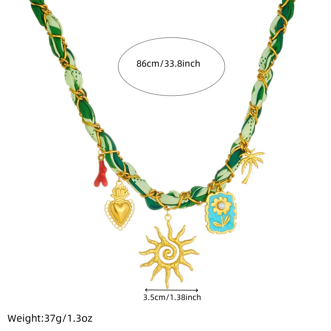 Luxury Gold Plated Stainless Steel Floral Square Sun Drip Oil Pendant Necklace for Women
