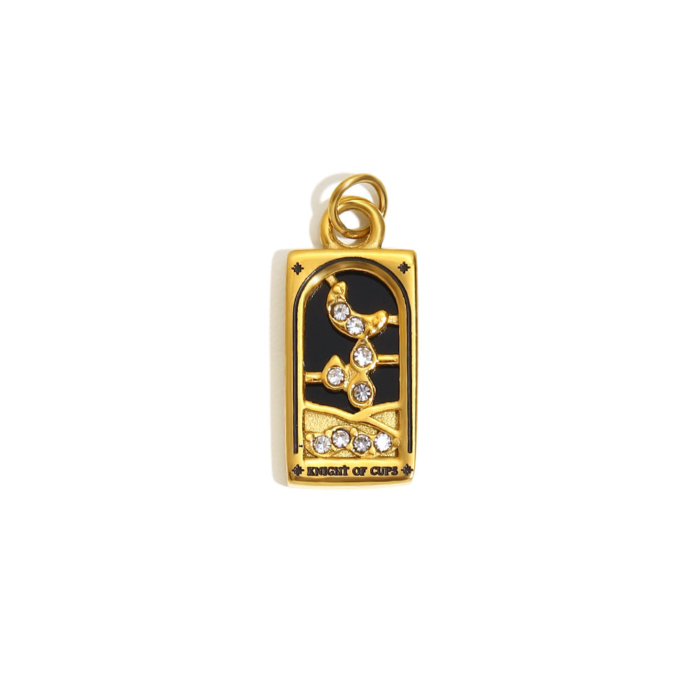 Fashionable Geometric Sun Star Tarot Pendant Necklace in Stainless Steel with 18K Gold Plating