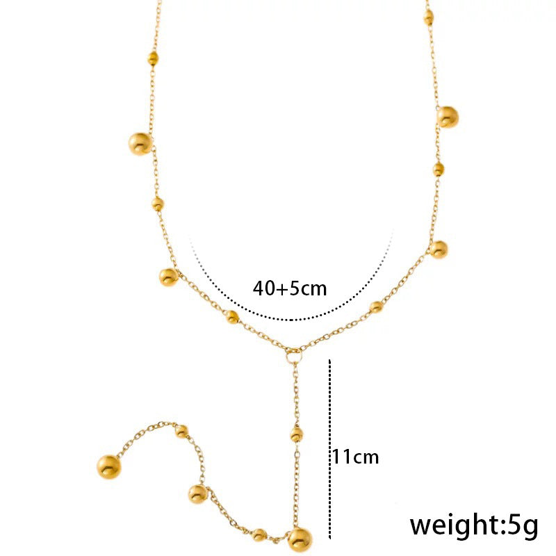 Minimalist Titanium Steel Pendant Necklace with Tassel Accents for Women, O-Chain Long Clavicle Chain with Plated Finish