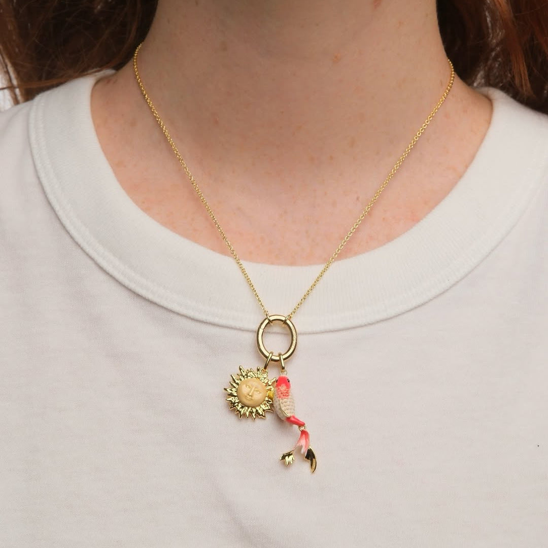 18K Gold Plated Brass Animal Charm Bar Necklace for Unisex