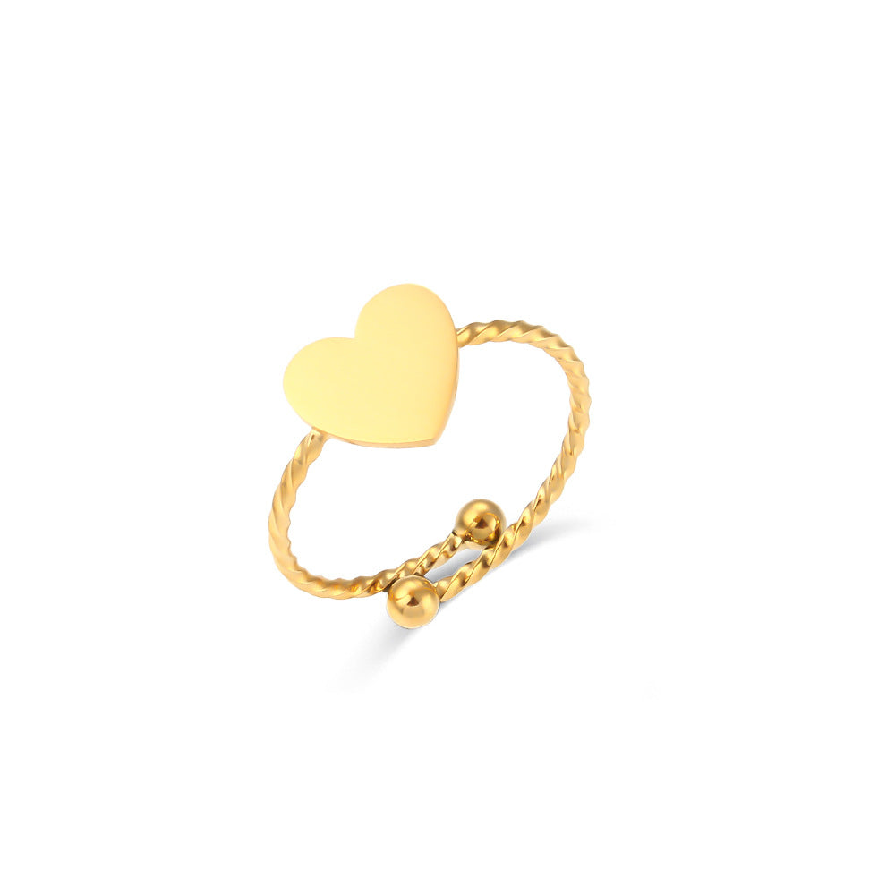 Minimalist Adjustable Butterfly and Crescent Moon Ring for Women in Electroplated 18K Stainless Steel with Hollow-Out Geometric Design