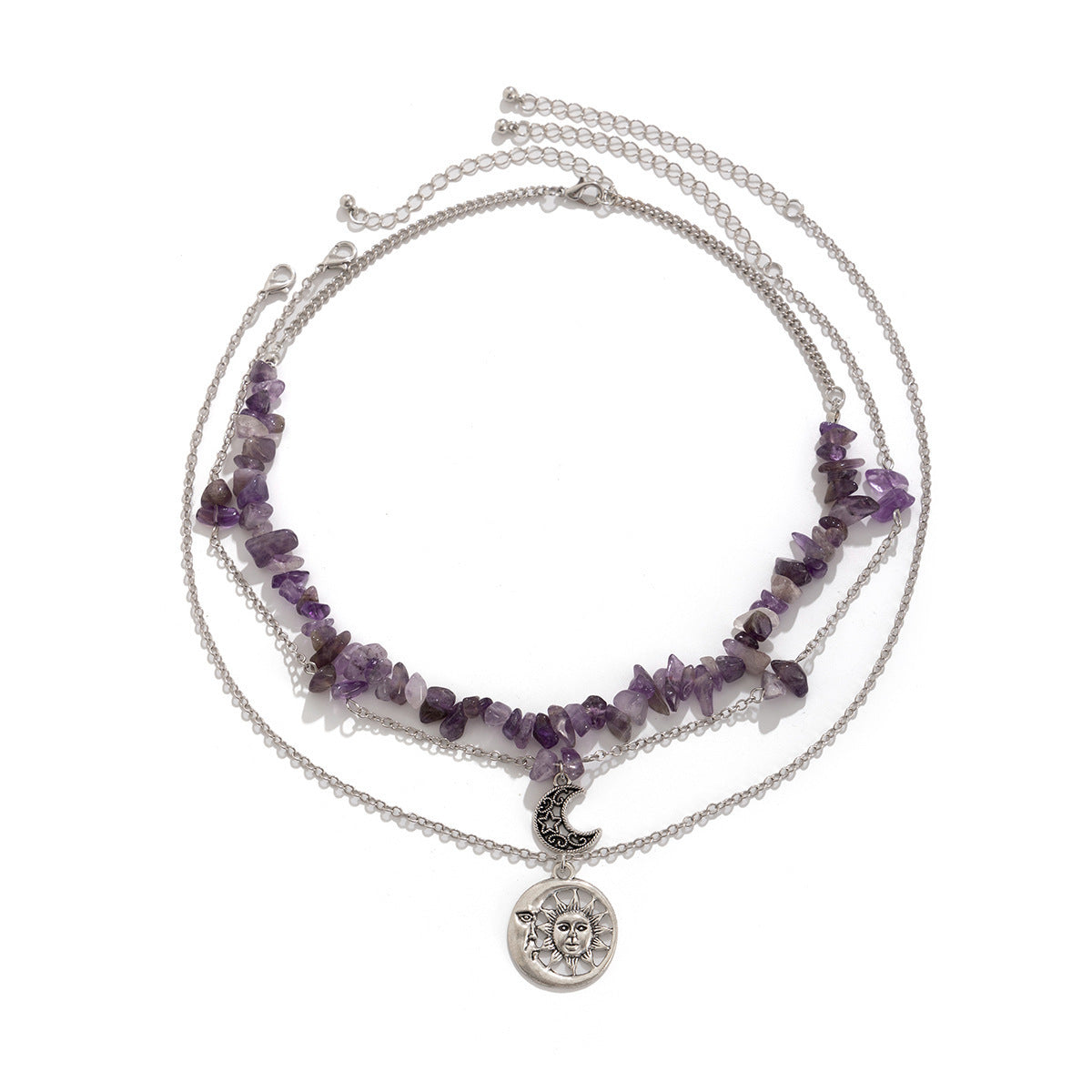Collar con colgante de hoja floral dulce y atrevido con borlas, dijes de estrella y diseño de cuentas en aleación con galvanoplastia en cadena de cuentas redondas para mujer