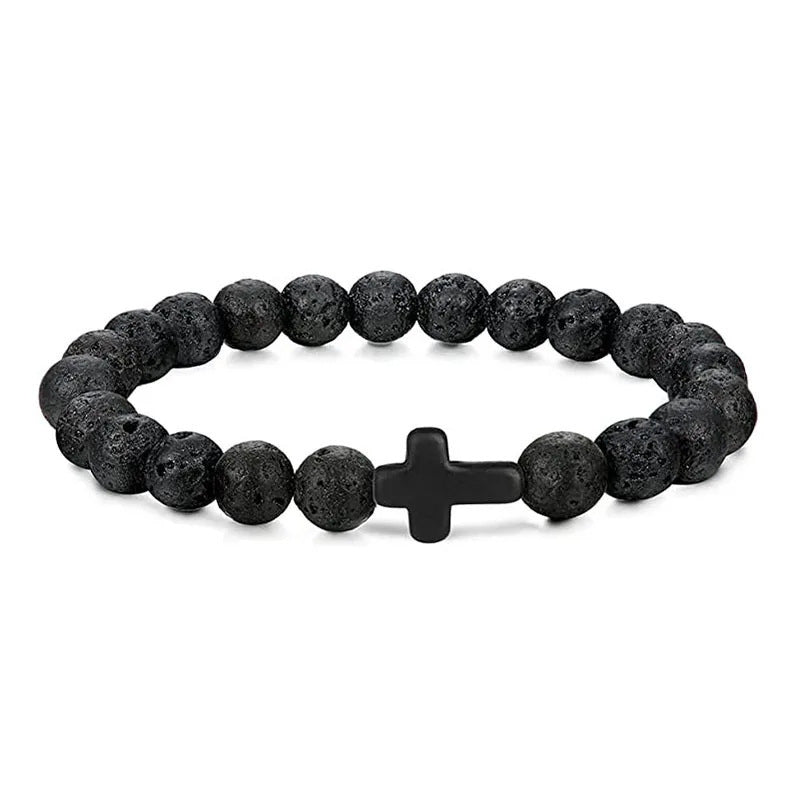 Minimalist Geometric Tiger Eye Turquoise Obsidian Beaded Bracelet Unisex Handmade Jewelry