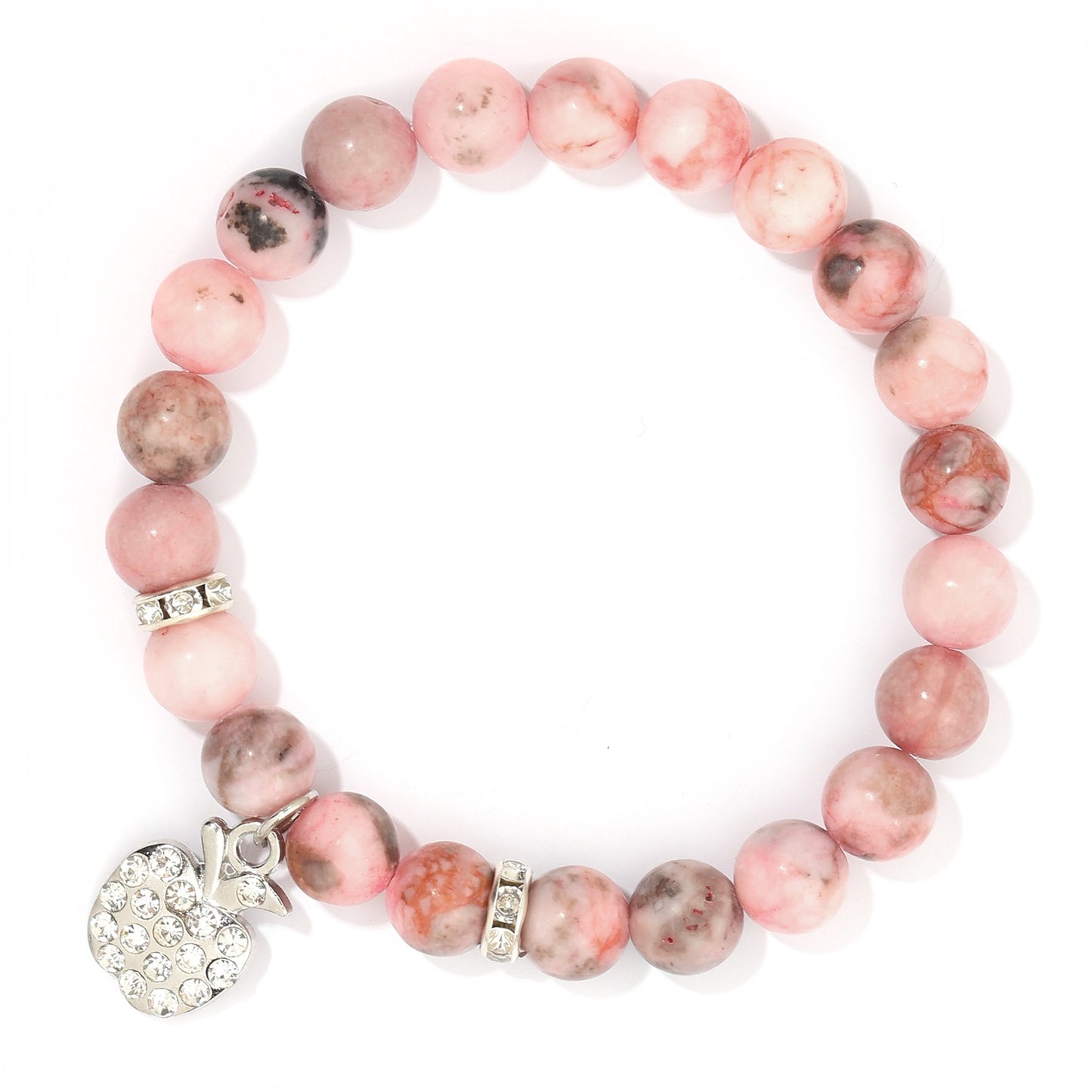 Minimalist Rhinestone Apple Charm Bracelet Unisex Fashion Jewelry Gift